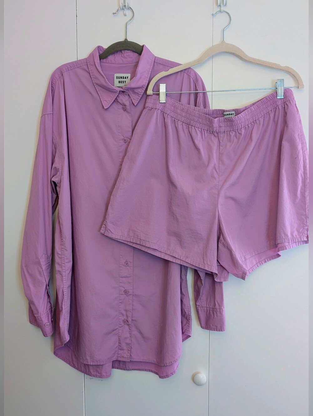 Aritzia Sunday Best Future Shirt & Eva 5" Short in Amethyst Lilac Matching Set - Picture 2 of 8